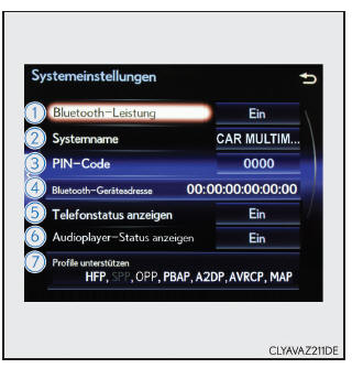 Lexus IS 300h. Zur Überprüfung und Änderung der detaillierten Bluetooth-Einstellungen