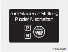 Fiat Panda. Zum Starten in Stellung P oder N schalten 