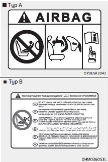 Fiat Panda. Warnschild für Kinderrückhaltesystem auf dem Beifahrerairbag.
