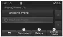 Fiat Panda. Liste der gekoppelten Telefone