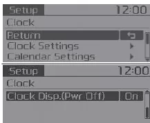 Fiat Panda. Verwenden der Uhr-Taste