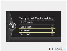 Fiat Panda. Einstellung der Empfindlichkeit der intelligenten Tempomat-Steuerung