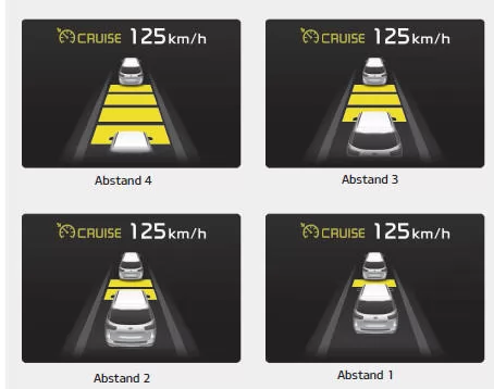 Fiat Panda. Abstand zum vorausfahrenden Fahrzeug einstellen