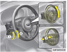 Fiat Panda. Höhen- und neigungsverstellbare Lenksäule