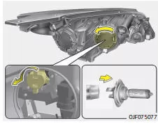 Fiat Panda. Intelligente Kurvenlampe, Austausch des Leuchtm