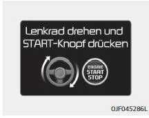 Fiat Panda. Lenkrad drehen und START-Knopf drücken