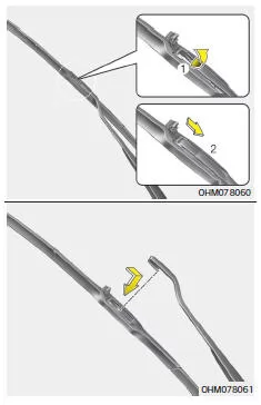 Fiat Panda. Wischerblatt an der Windschutzscheibe