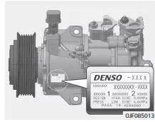 Fiat Panda. Kennzeichnung des Klimaanlagenkompressors