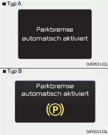 Fiat Panda. Parkbremse automatisch aktiviert