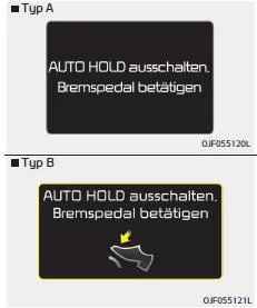 Fiat Panda. AUTO HOLD ausschalten. Bremspedal betätigen