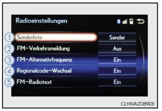 Lexus IS 300h. FM-Radioeinstellungen ändern