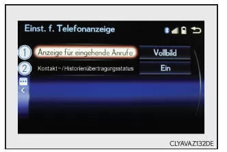 Lexus IS 300h. Telefonanzeige-Einstellungen