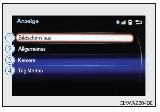 Lexus IS 300h. Bildschirm für die Anzeigeeinstellungen
