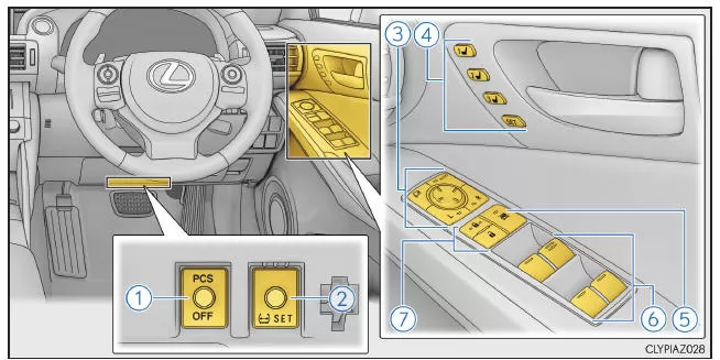 Lexus IS 300h. Schalter (Fahrzeuge mit Rechtslenkung)