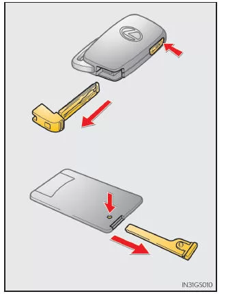 Lexus IS 300h. Benutzung des mechanischen Schlüssels