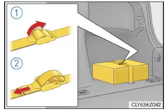 Lexus IS 300h. Verbandskasten-Befestigungsgurt