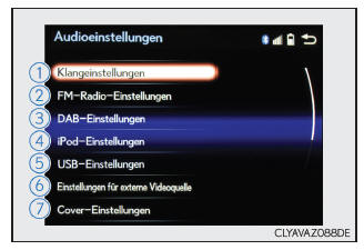 Lexus IS 300h. Bildschirm für Audio-Einstellungen